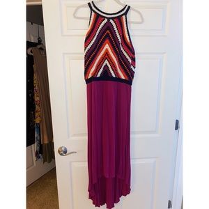 sangria brand fuchsia/multi-colored high-low dress in 12P